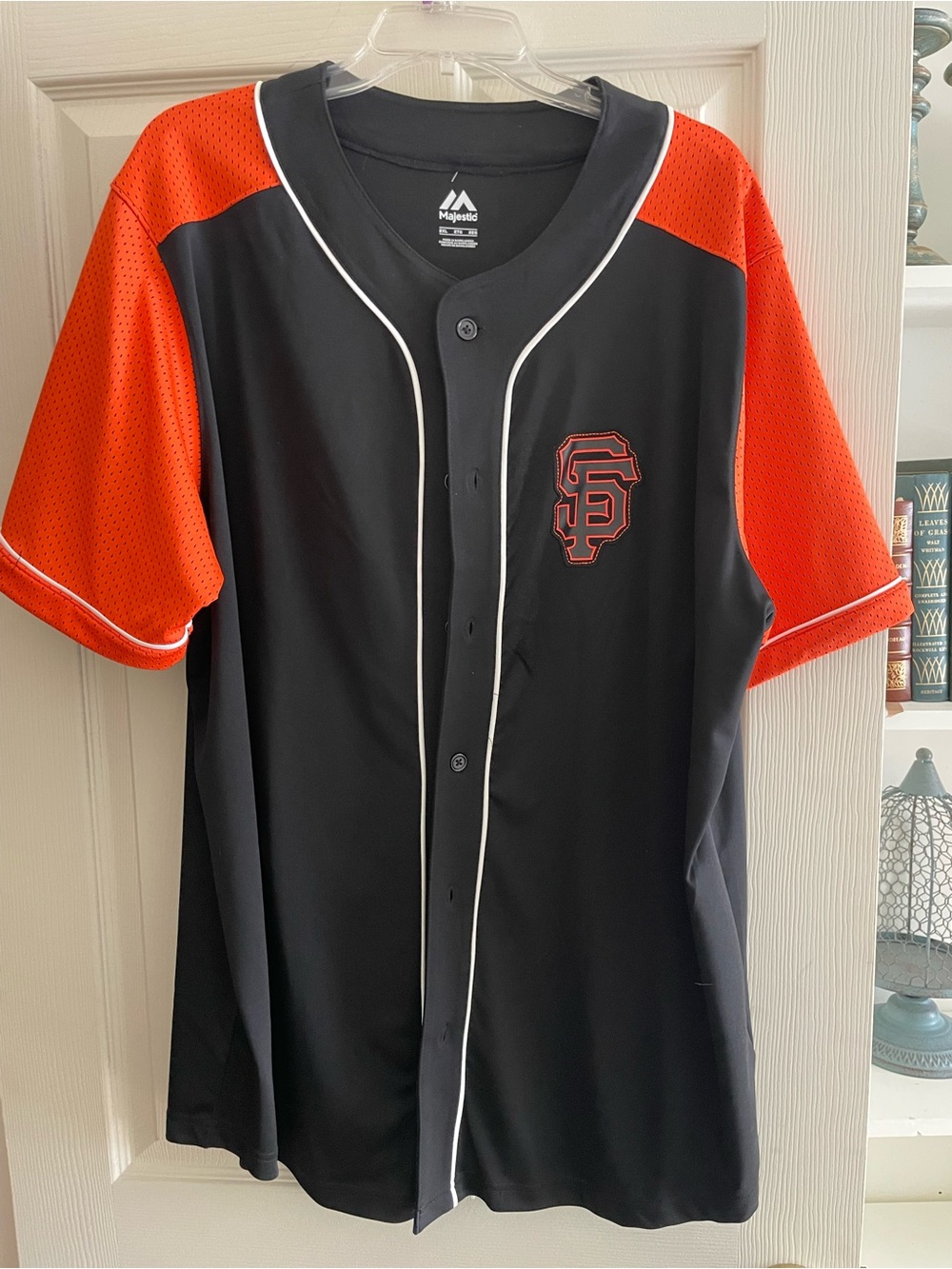Majestic Black and Orange SF Baseball Jersey with White Piping